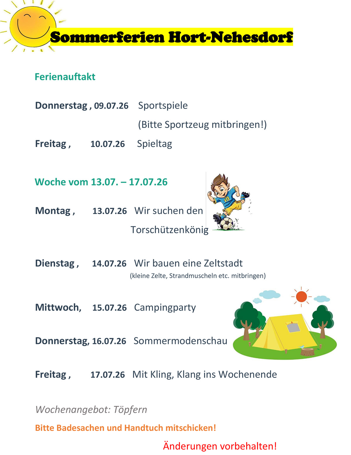 Sommerferien Hort Woche 1